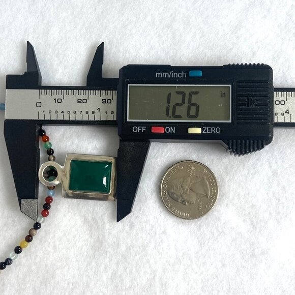 Sterling Silver 925 Multicolor Beaded Green Chrysoprase Pendant Necklace 18" - Picture 16 of 16